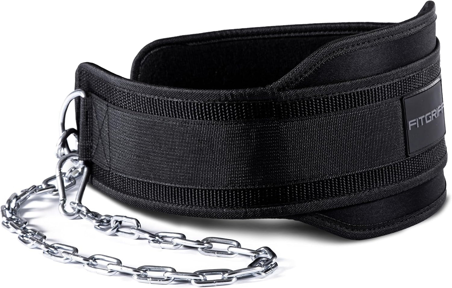 Dip Gürtel mit Kette und Karabiner für Krafttraining, Schwarz Einheitsgrösse