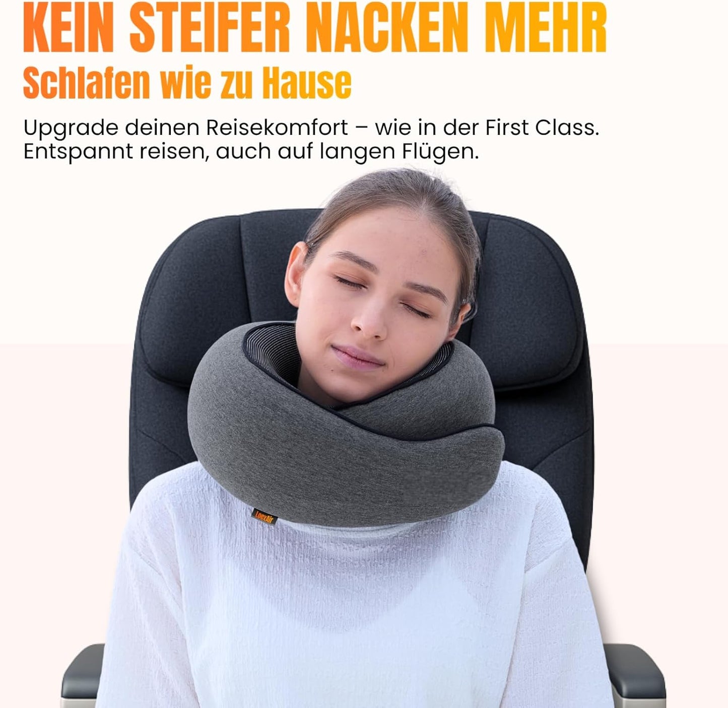 Reisekissen-Set mit Schlafmaske & Ohrstöpseln, Dunkelgrau Classic