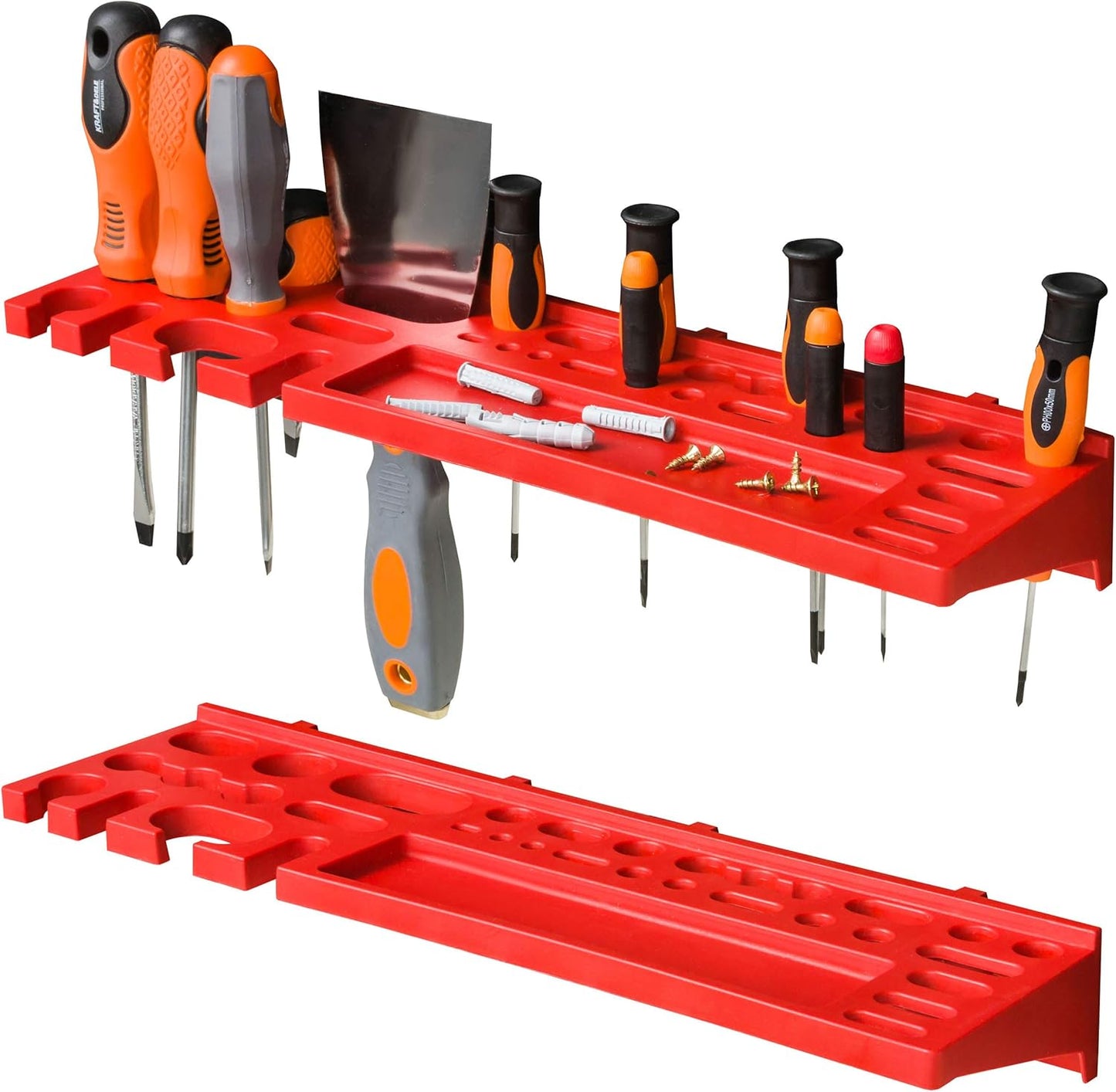 Werkzeugwand-Set mit 58 Haltern und Lochwand (115x78 cm), Rot L 2