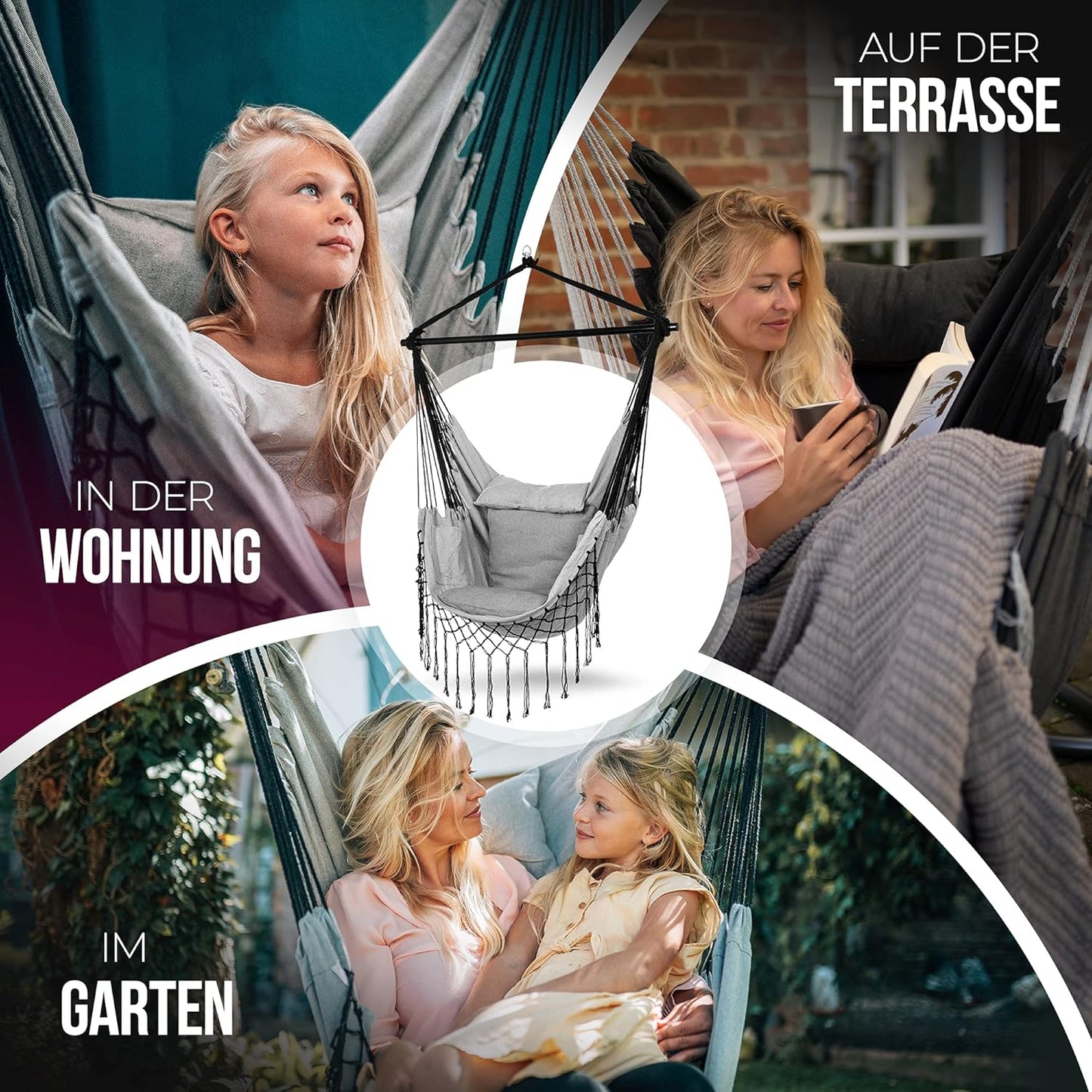XXL Hängesessel für Indoor & Outdoor, Warmes Grau