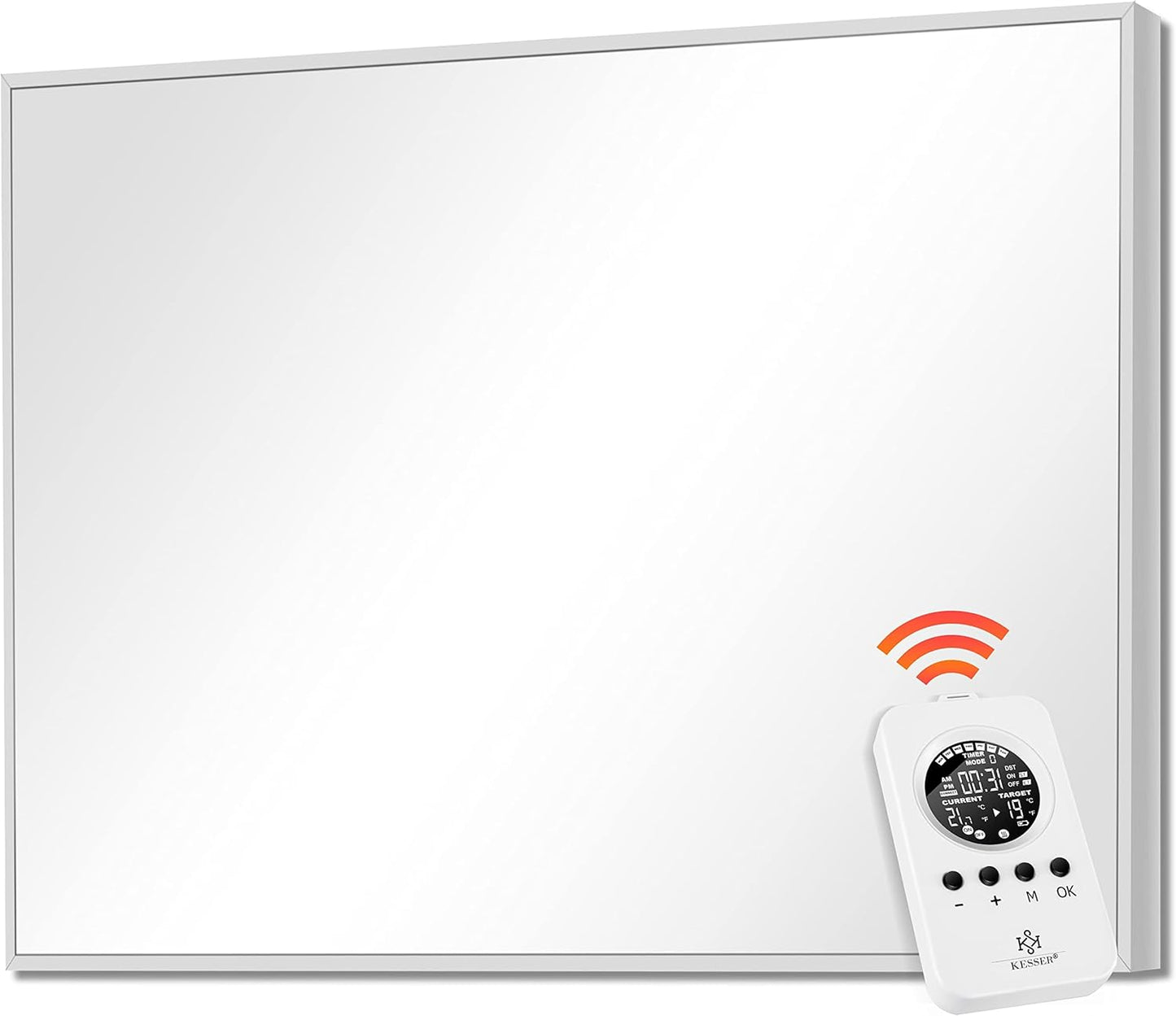 Infrarotheizung mit Thermostat und Fernbedienung, 800W Weiß mit Thermostat & Fernbedienung