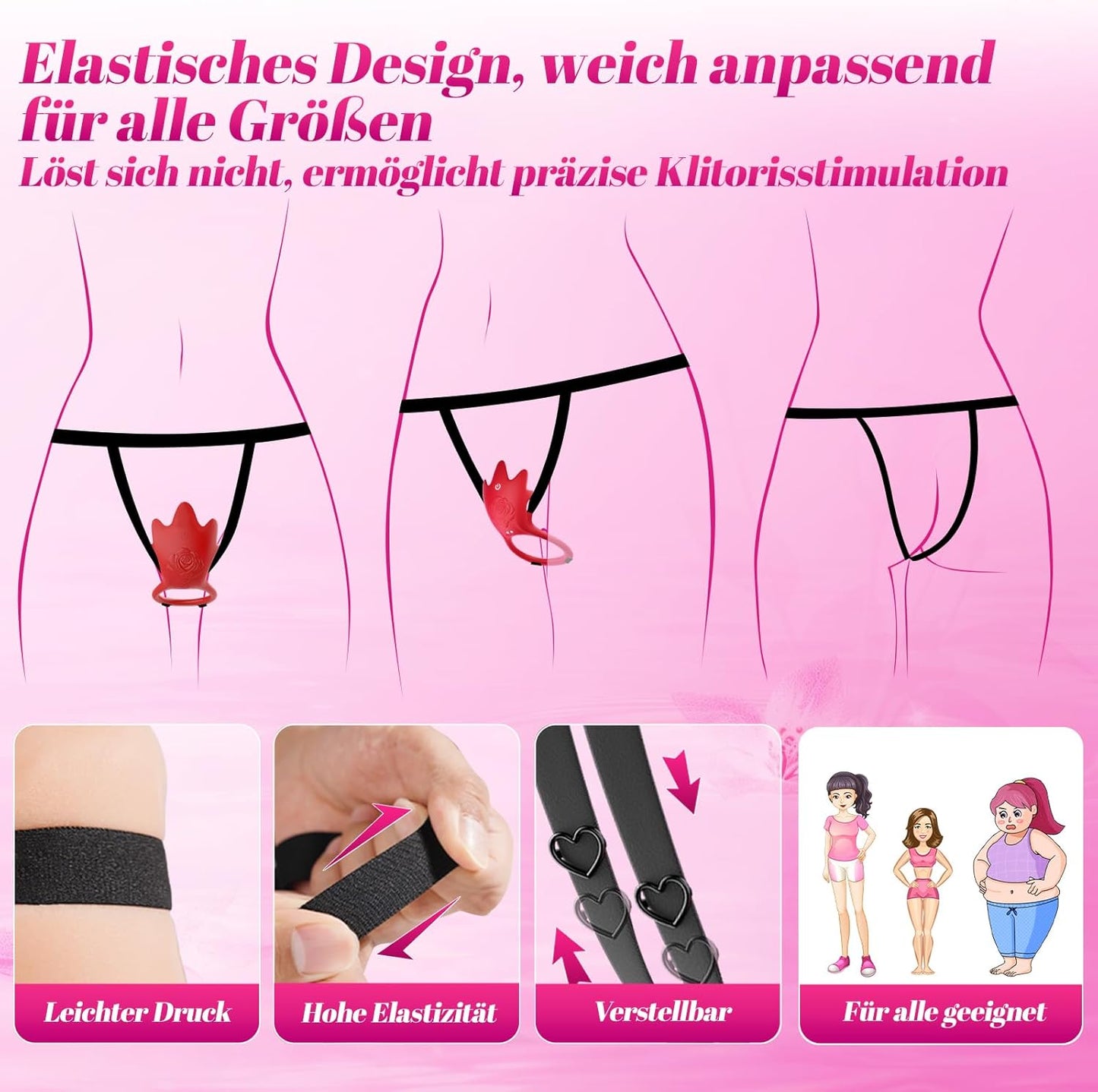 Vibrator mit Penisring und Erotikspiele-App, Burgunderrot, Extragrösse 2