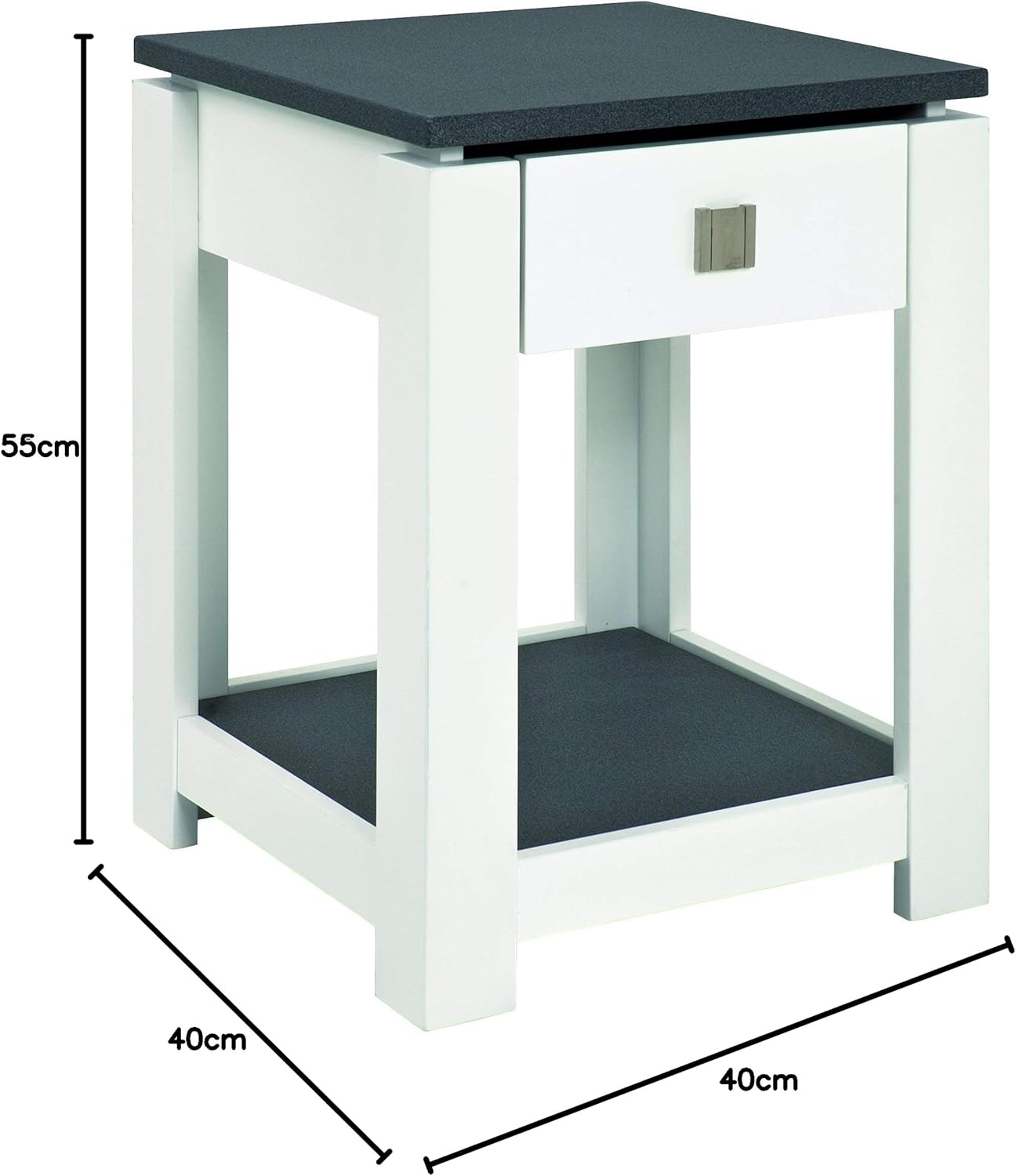 Beistelltisch Allyson, Granitoptik-weiss B 40 x T 40 x H 55 cm