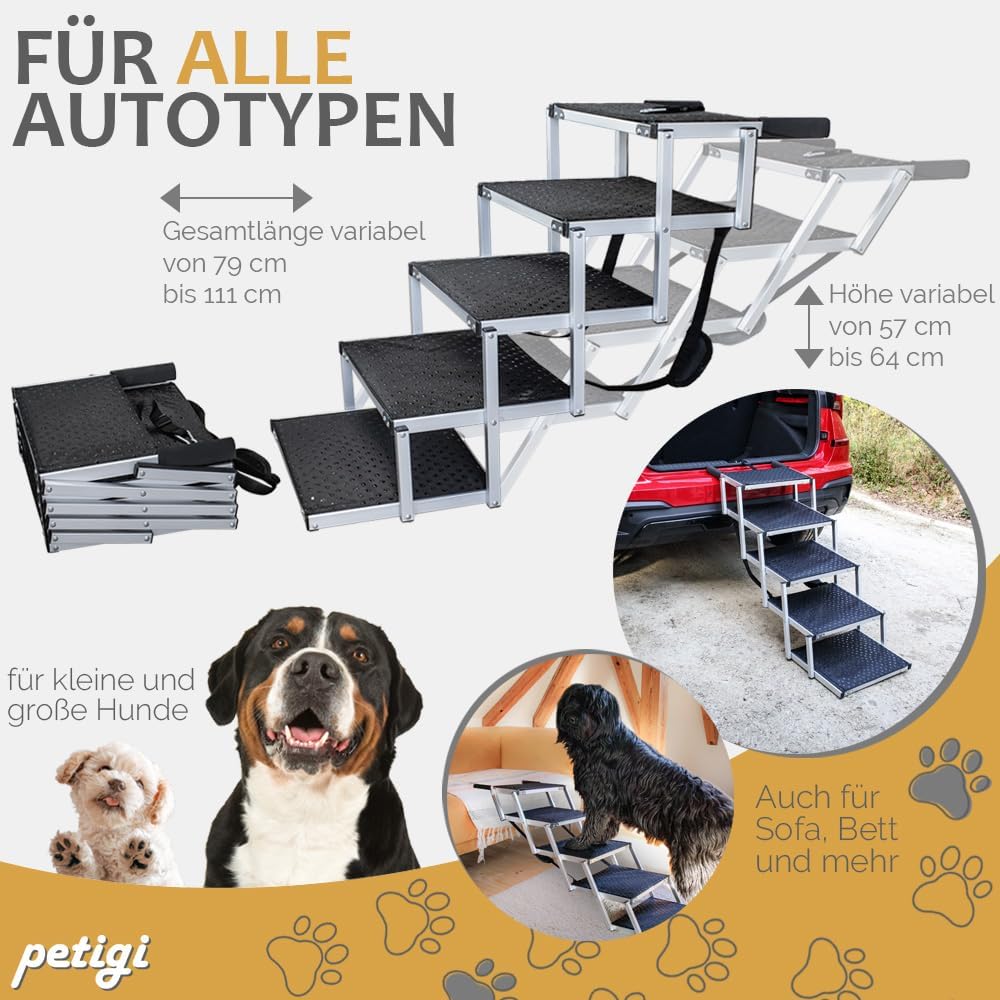 Klappbare Hundetreppe, Modell 04 - 5 Stufen