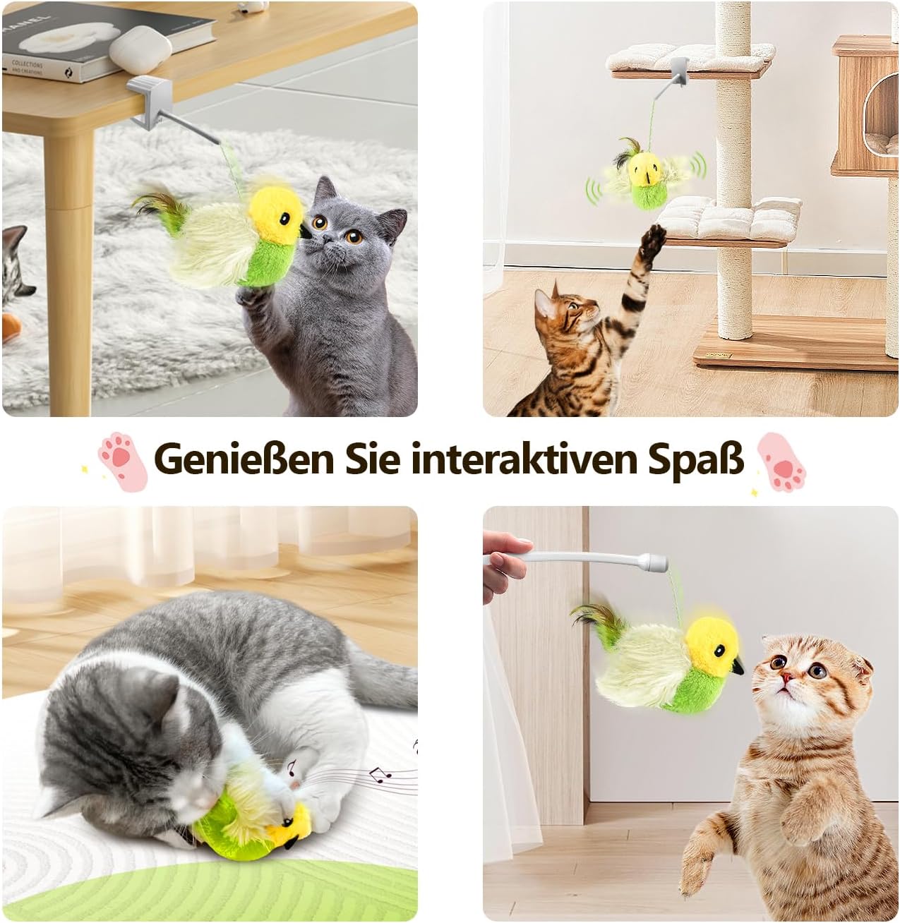 Vogel-Katzenspielzeug mit Katzenminze, grün