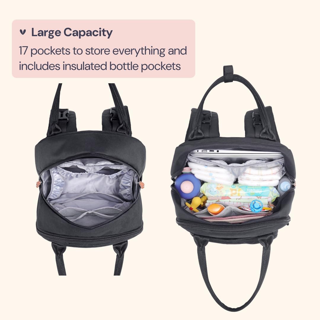 Wickeltasche mit Wickelauflage, Schwarz