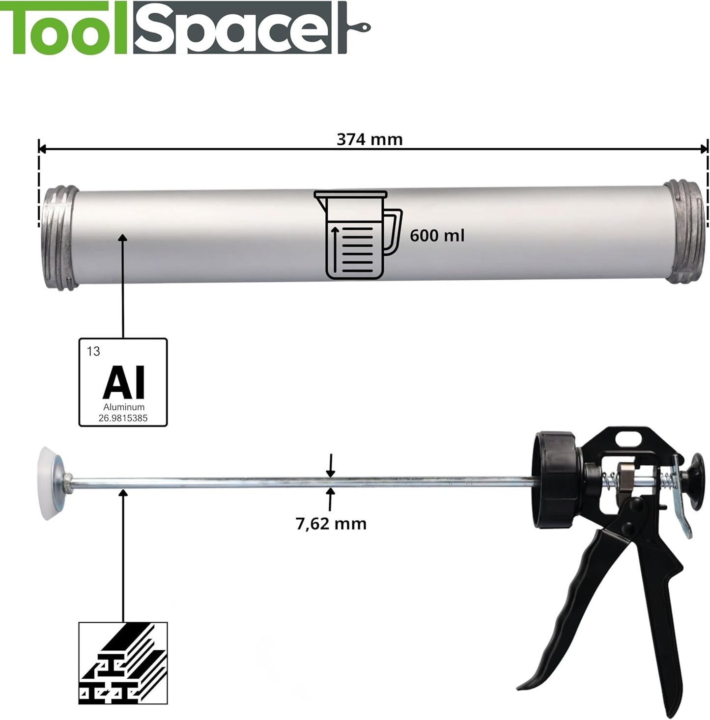 Kartuschenpresse Aluminium für 280-600 ml Kartuschen, 280-310 / 600 ml Kartuschenpresse Universal
