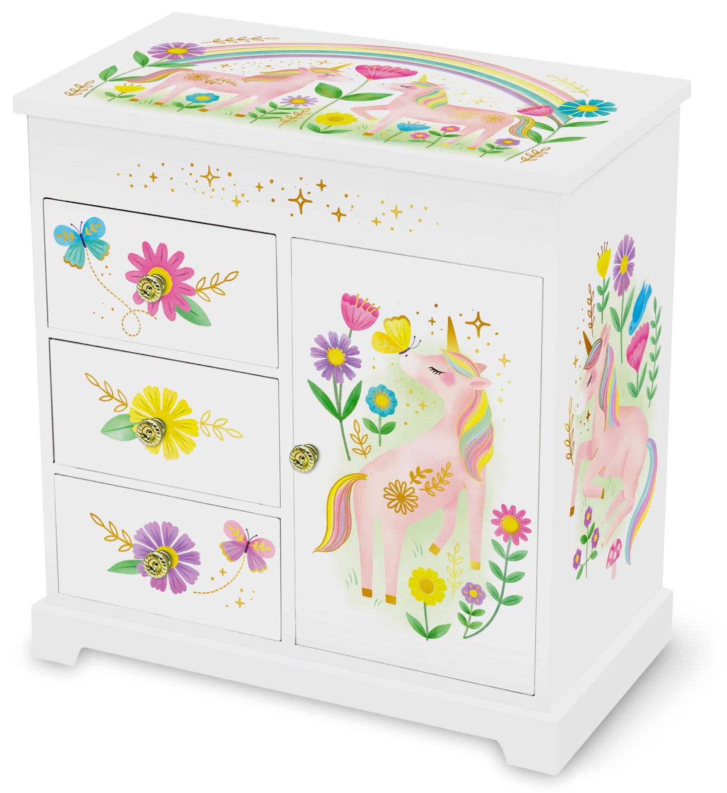 Schmuckkästchen mit Spieluhr, Blumen-Einhorn