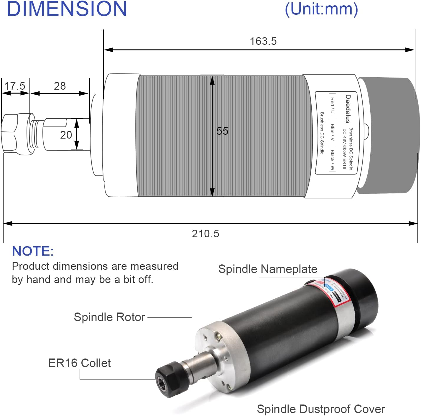 CNC Spindelmotor Kit 600W ER16, ER16 600 W Er16-Kit