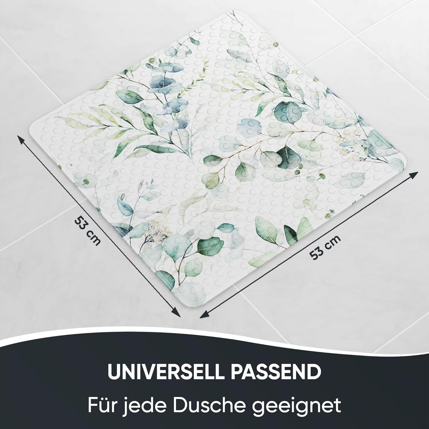 Badematte rutschfest und maschinenwaschbar 53x53 cm, Eukalyptus