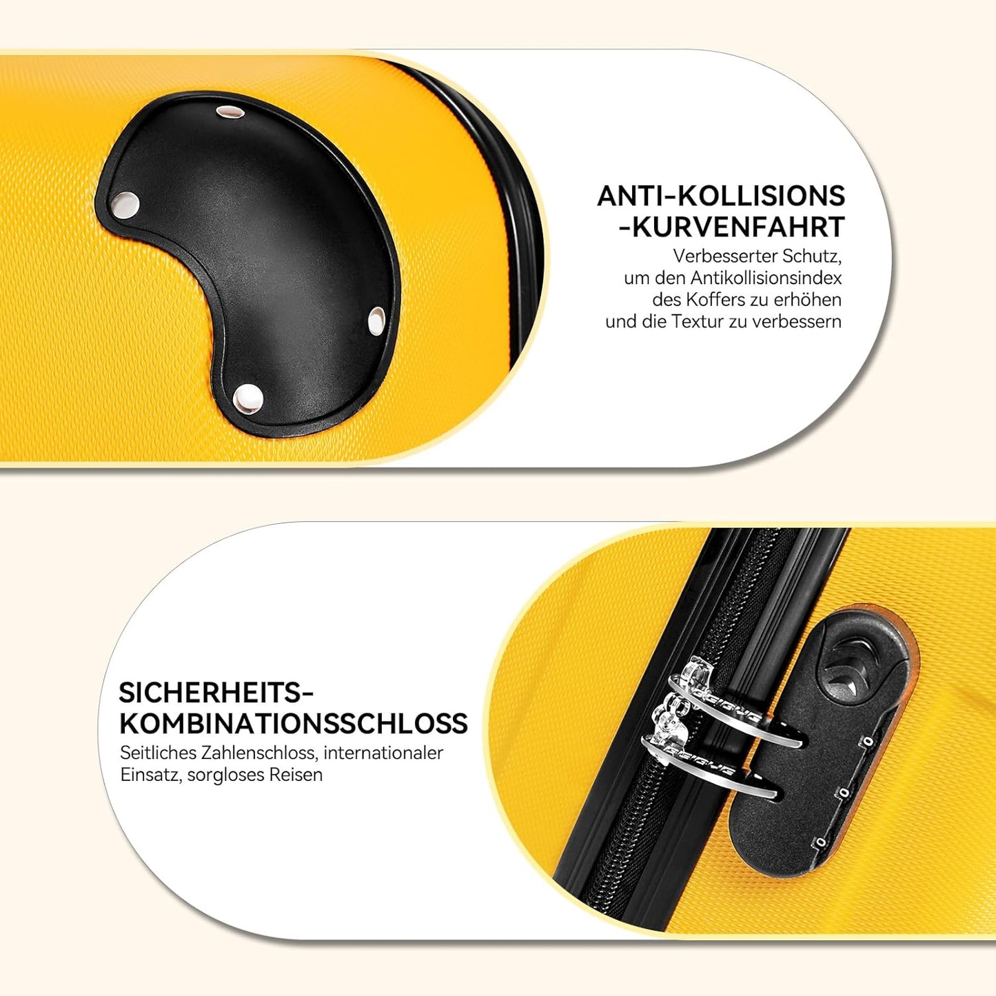 Zwillingsrollen Hartschalenkoffer, Gelb Grosser Koffer (76 cm)