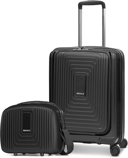 Essentials 14: 2-teiliges Hartschalenkoffer-Set mit Laptopfach & Beauty-Case, Black Metallic 2-SET Trolley+ Laptopfach erweiterbar & BC