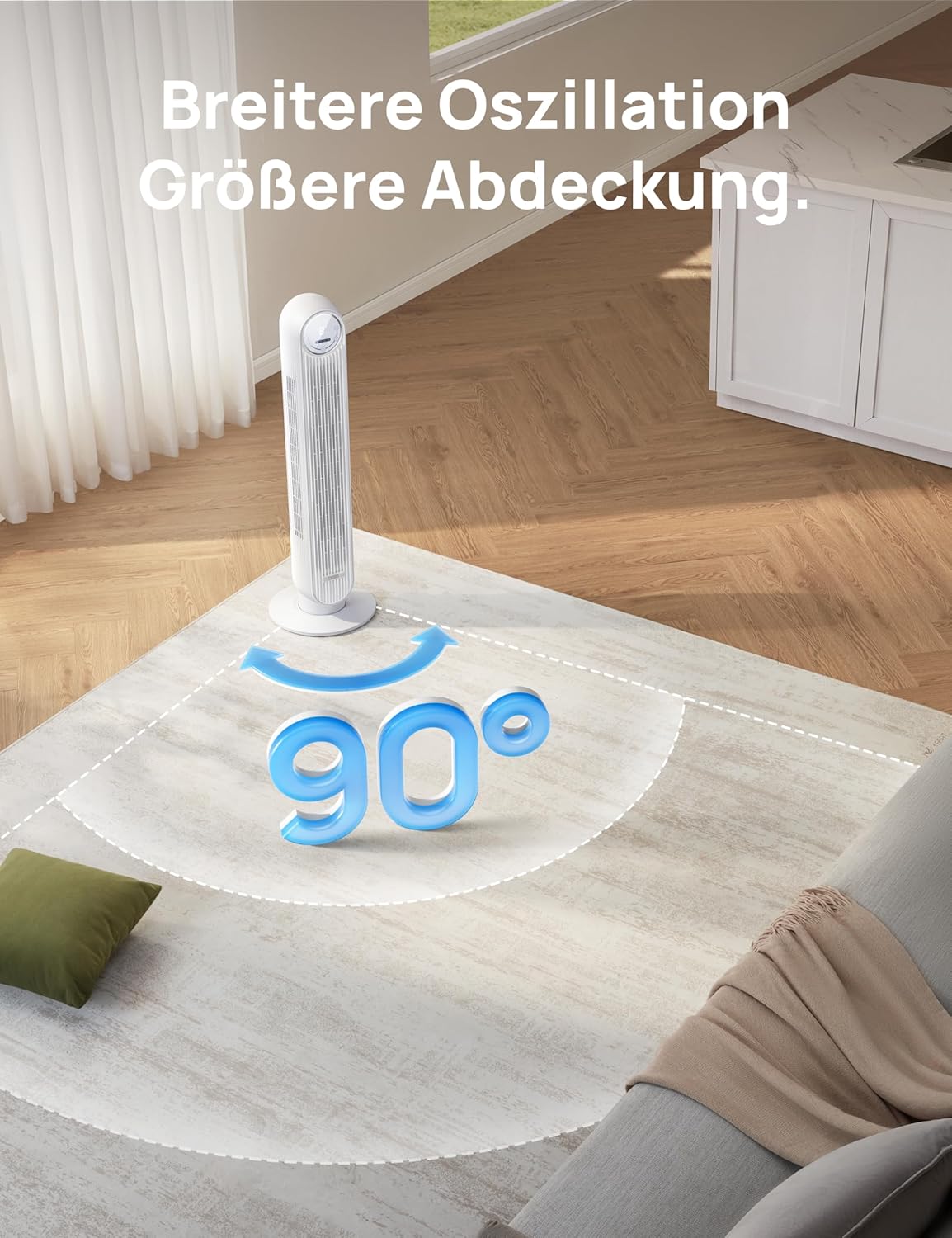 Nomad One S Smart-Turmventilator mit WLAN & Fernbedienung, WLAN Weiß