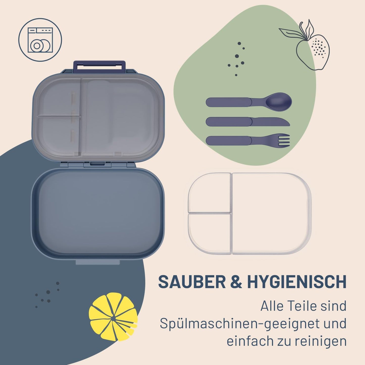 Unterteilbare Kinderbrotdose, Porzellanblau