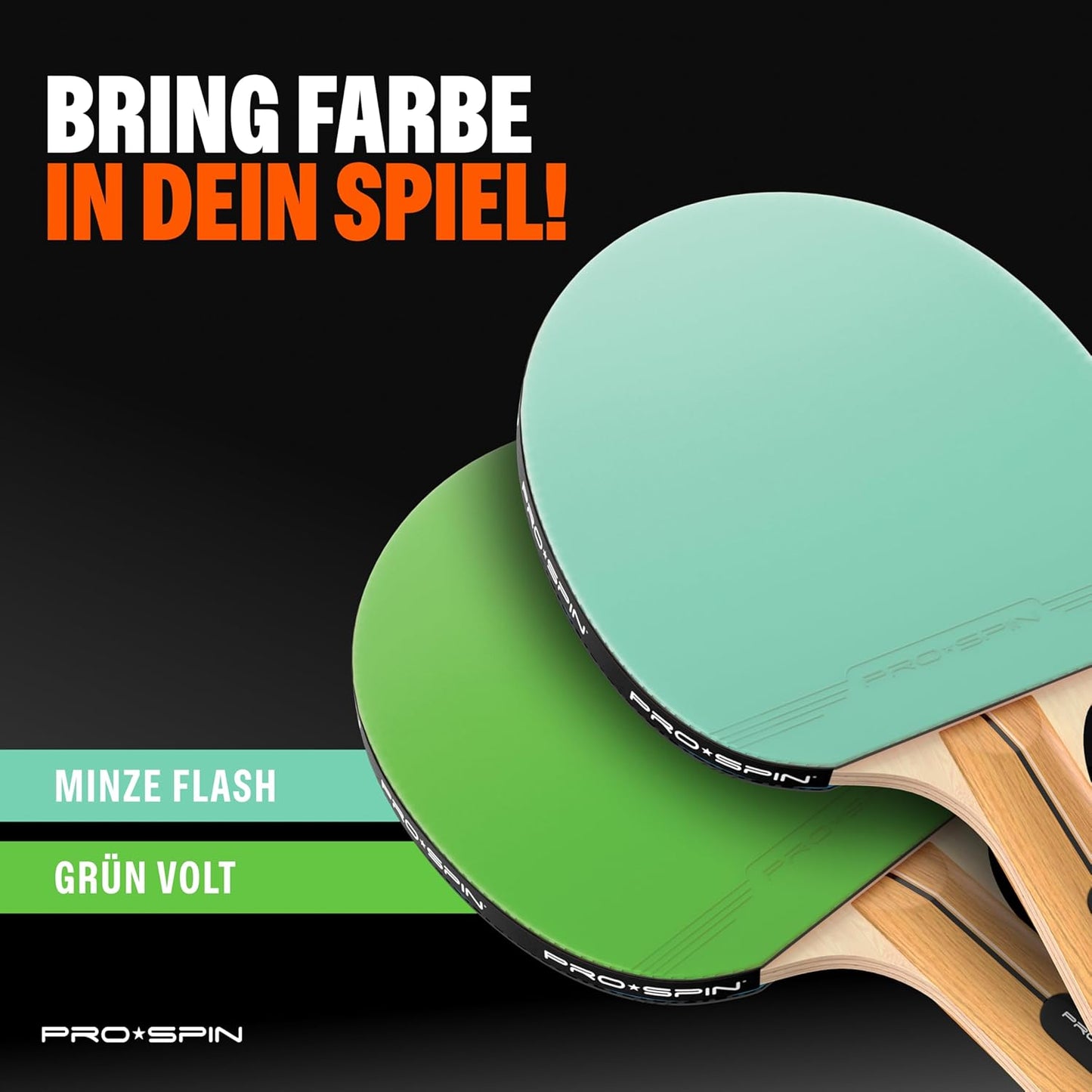 Tischtennis Schläger-Set mit 3-Sterne-Bällen, Set für 2 Spieler | Mint/Grün