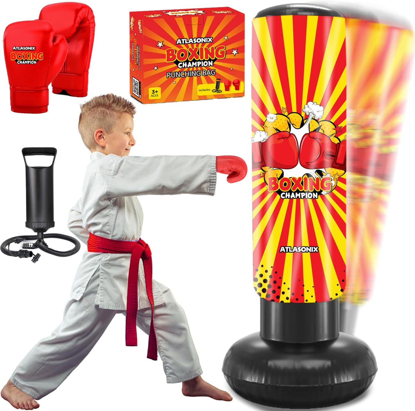 Aufblasbares Boxspielzeug, Gelb