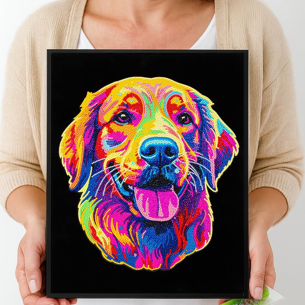 Diamond-Painting-Set Neon golden Retriever