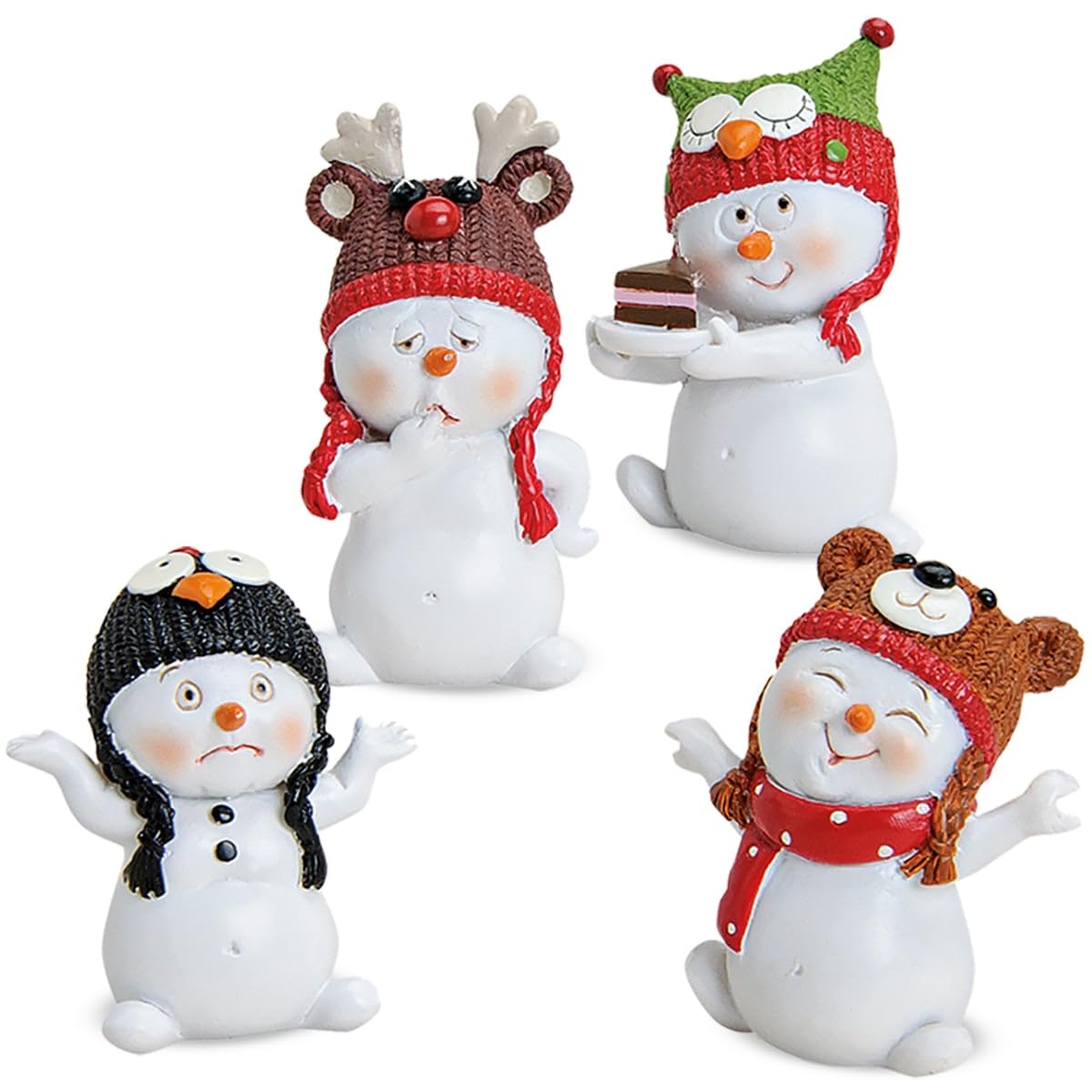 Lustige Schneemann Weihnachtsfiguren, 4 Stück