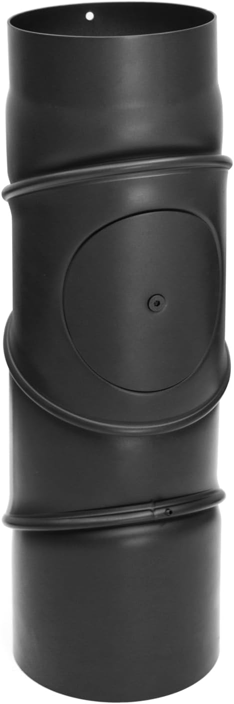 Rauchrohrbogen mit Reinigungsöffnung, 150 Schwarz