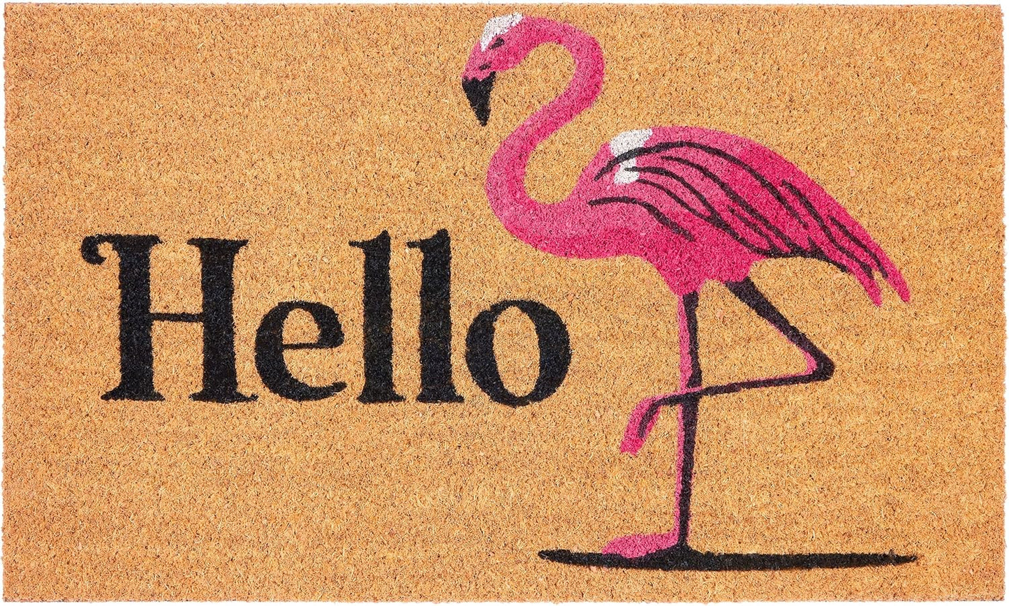 Antirutsch Fussmatte, Hello - Flamingo