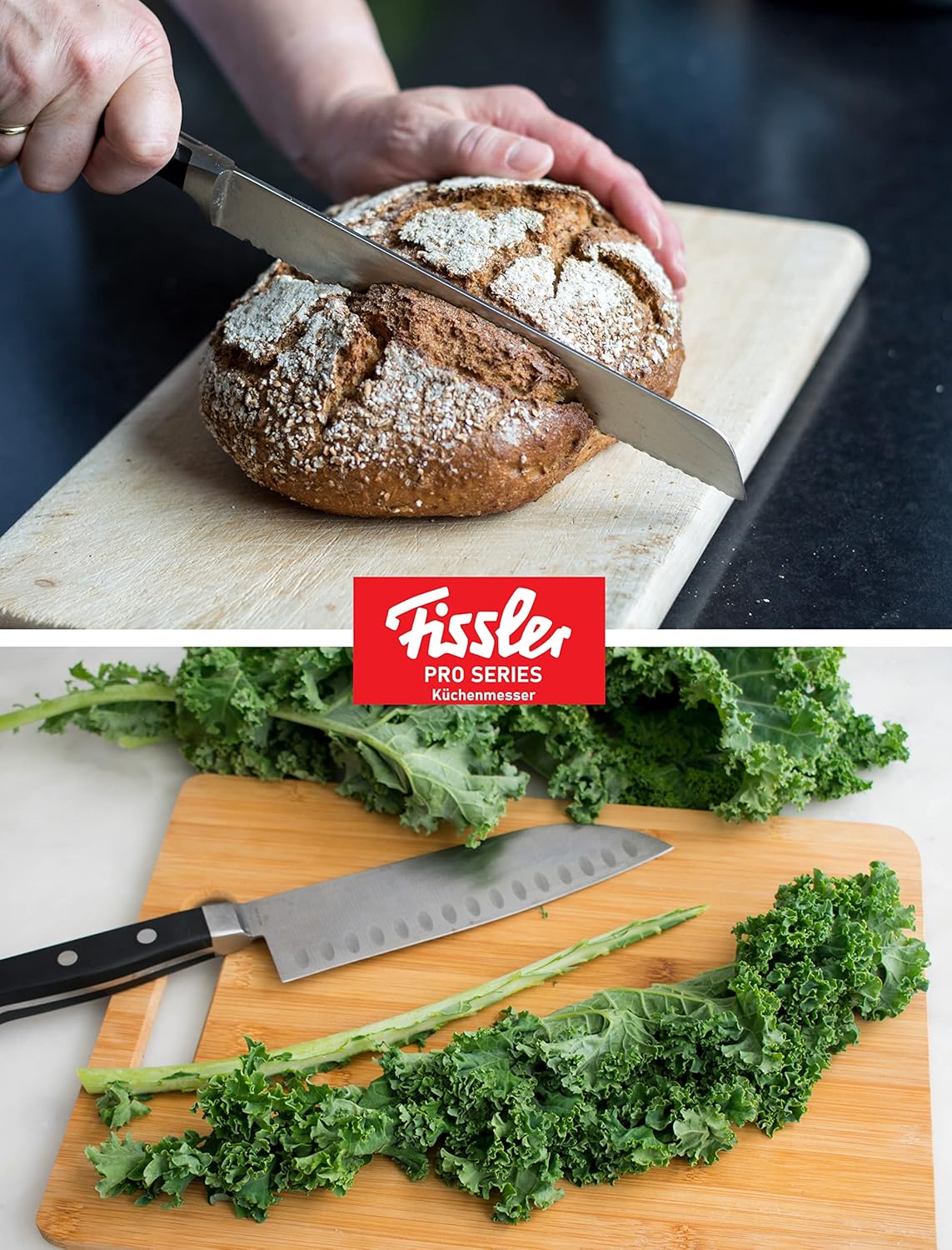 Pro Series Messerset, 3-teiliges Santoku- und Brotmesser-Set, Messerset 3 Tlg
