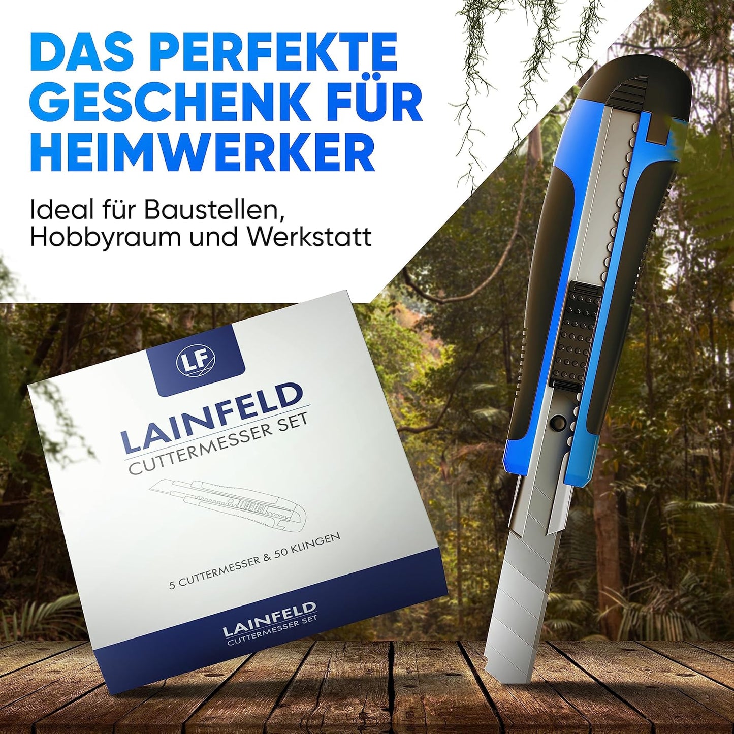 5 Teppichmesser mit 50 Klingen, 5 Messer + 50 Klingen