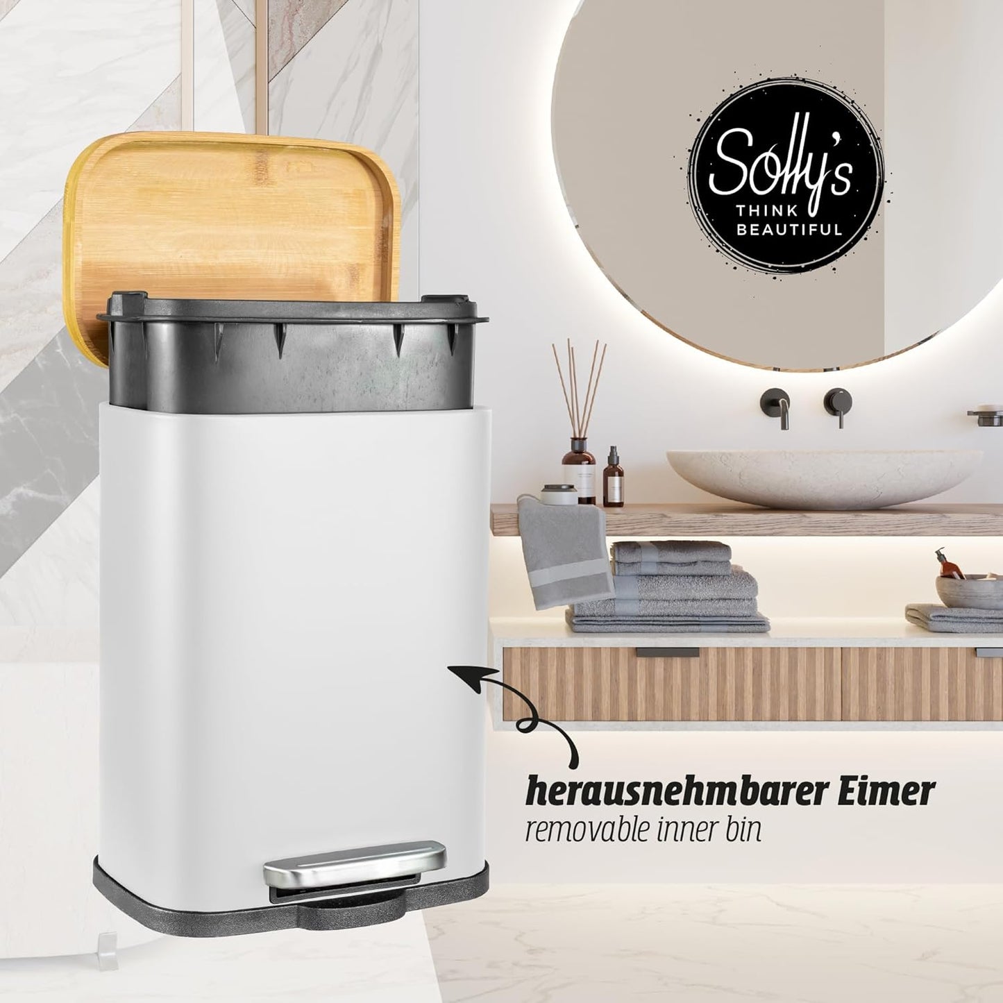 Kosmetikeimer mit Absenkautomatik, Weiß 5 Liter