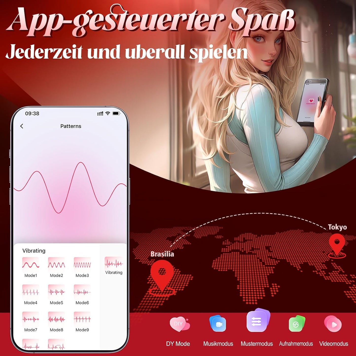 Vibratorenset mit App und Fernbedienung
