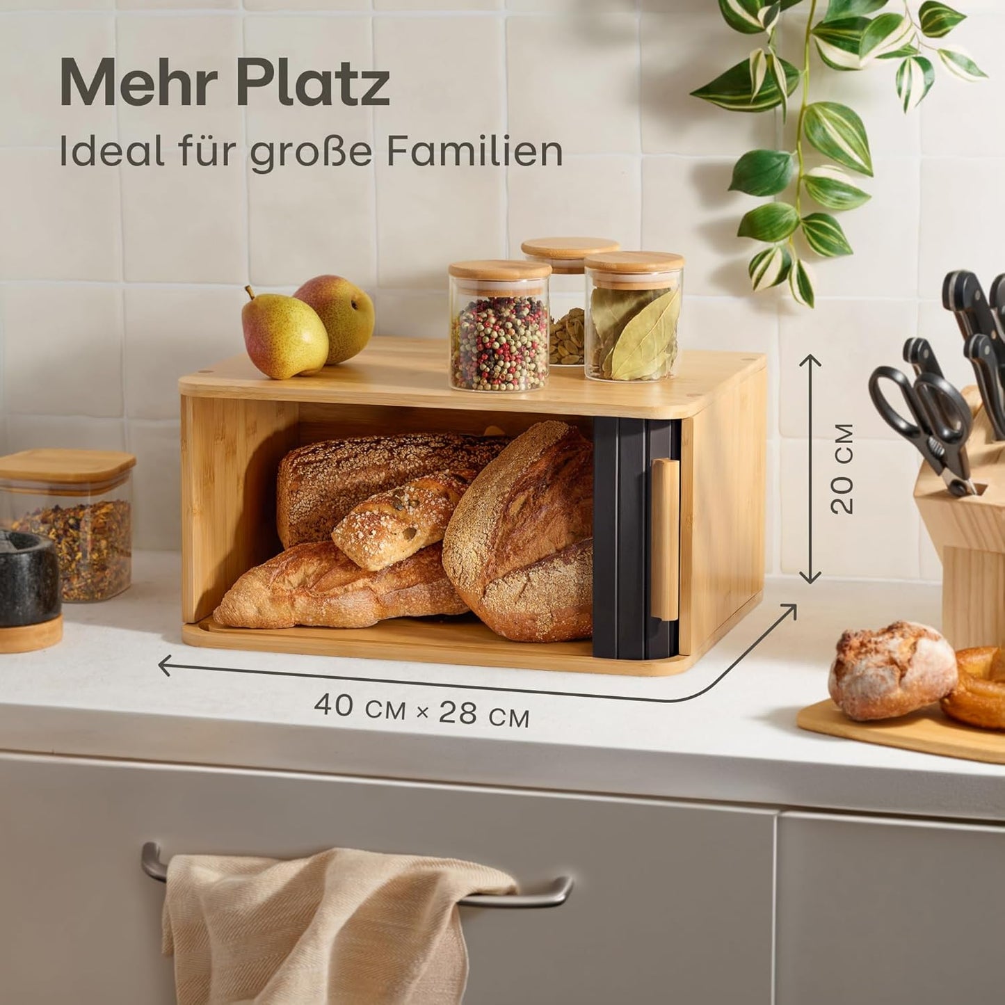 Brotkasten mit Schiebetür, Schwarz
