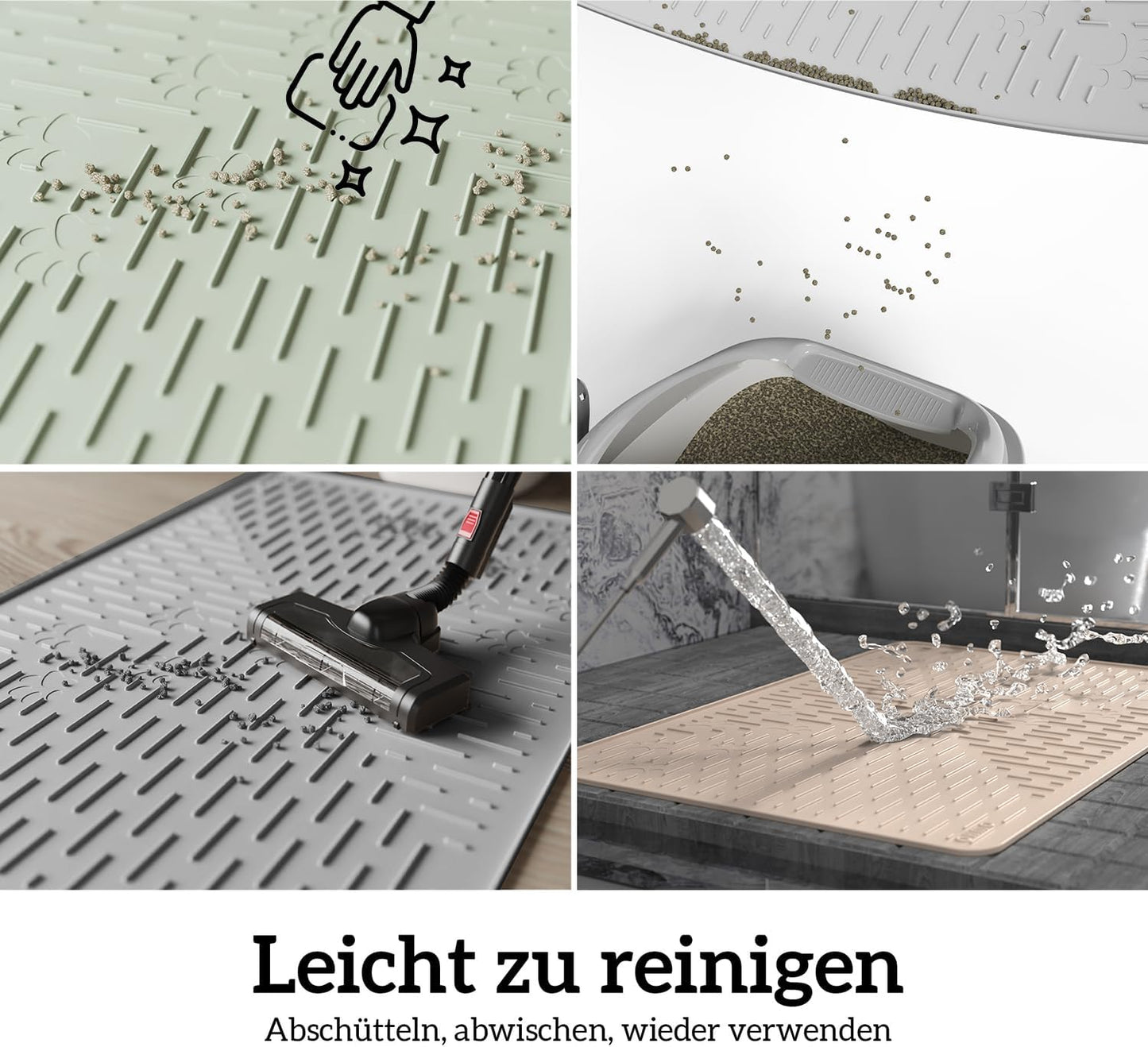 2er-Set Antirutsch Katzentoilettenmatte, Dunkelgrau 2pack 60x40cm