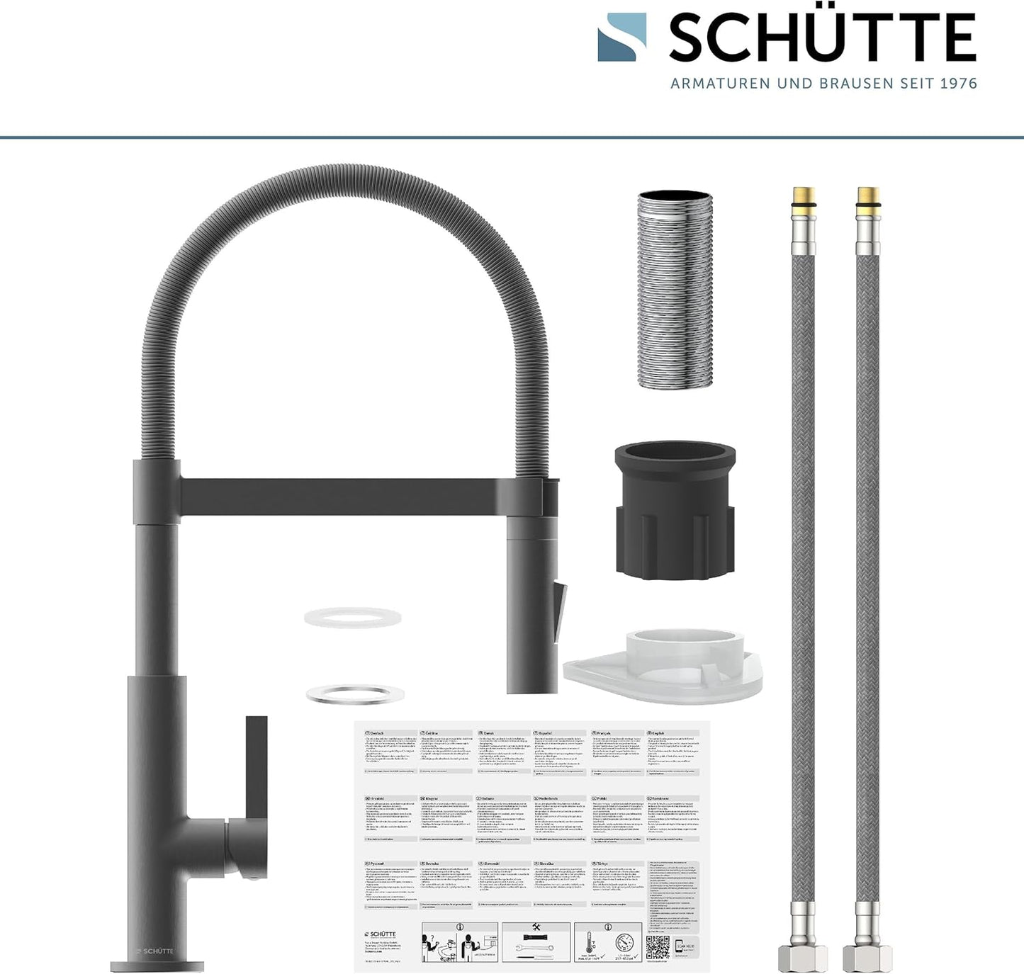 Küchenarmatur mit ausziehbarer Geschirrbrause, Graphit