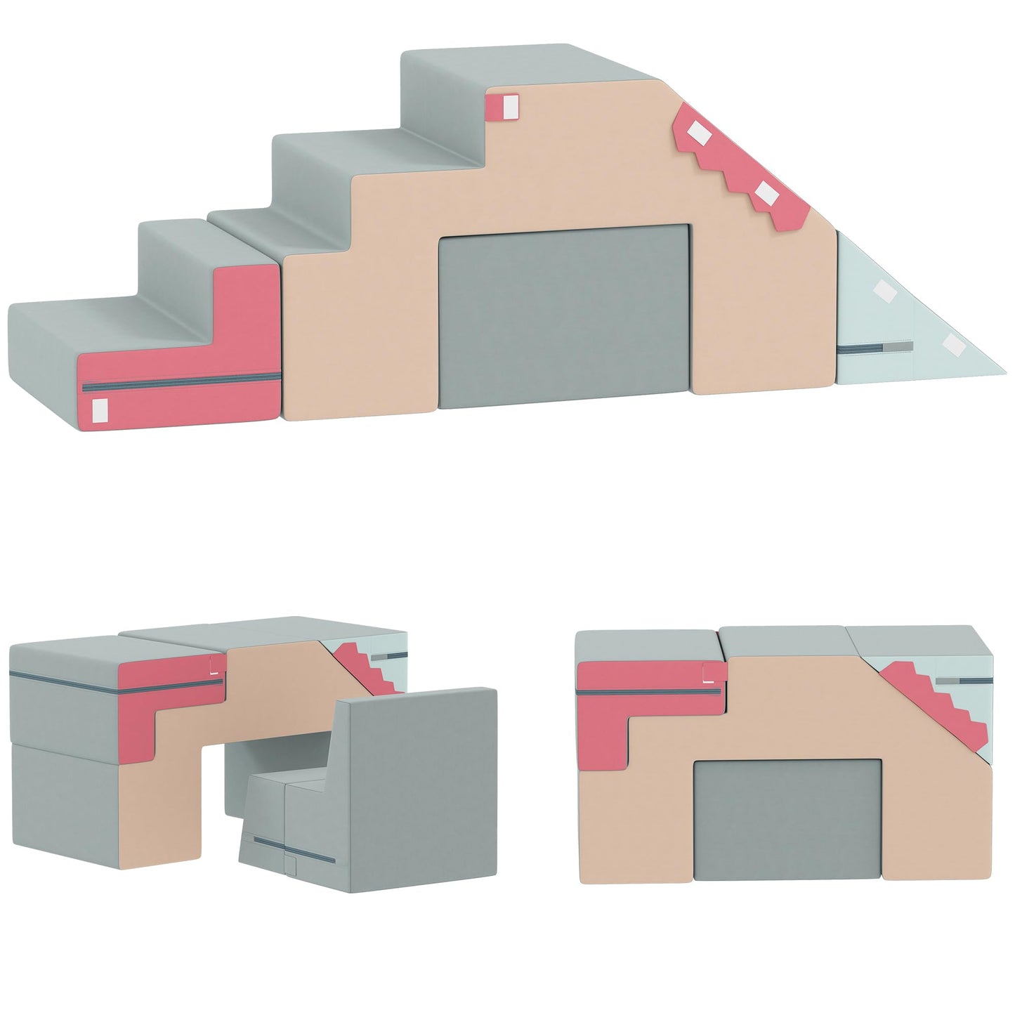 Kinder Schaumstoff-Bausteine-Set, Beige+blau+rosa+hellgrün