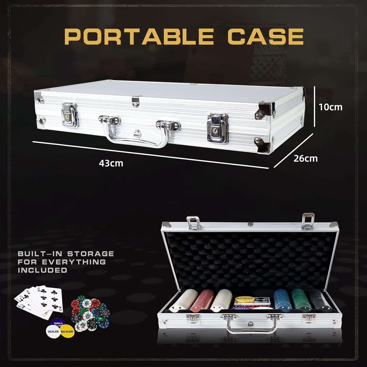 Pokerset mit Koffer, C 360 Stück, mit Aufklebern