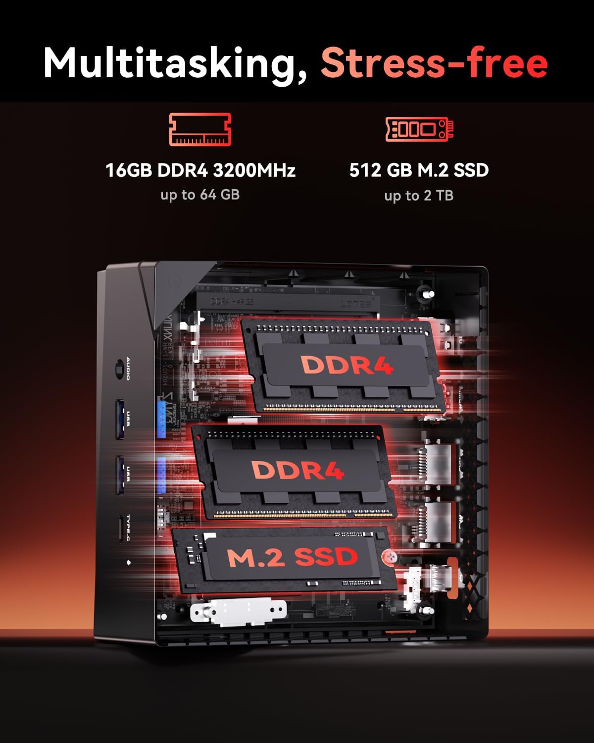 Mini PC Ryzen 7 7730U mit WiFi 6, R7 7730U/ 16GB RAM + 512GB SSD