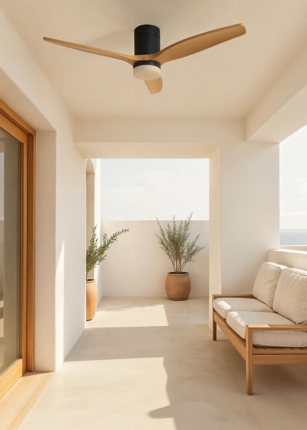 Deckenventilator mit Licht & Fernbedienung 132 cm, Mit Licht Naturfarbenes Holz