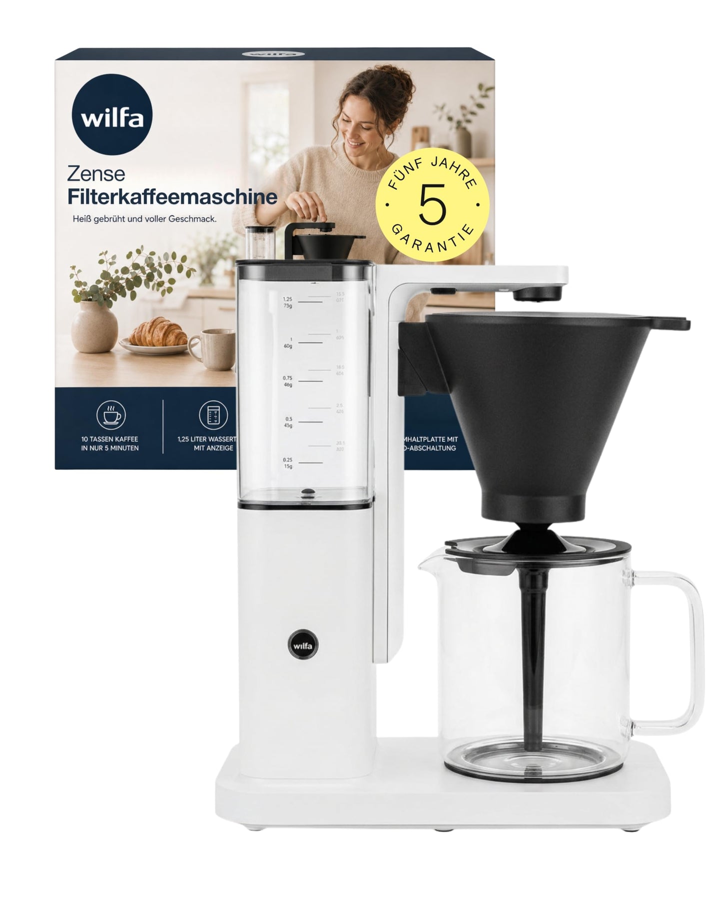 Zense Filterkaffeemaschine mit Aroma-Kontrolle, Automatisch Weisses Plastik