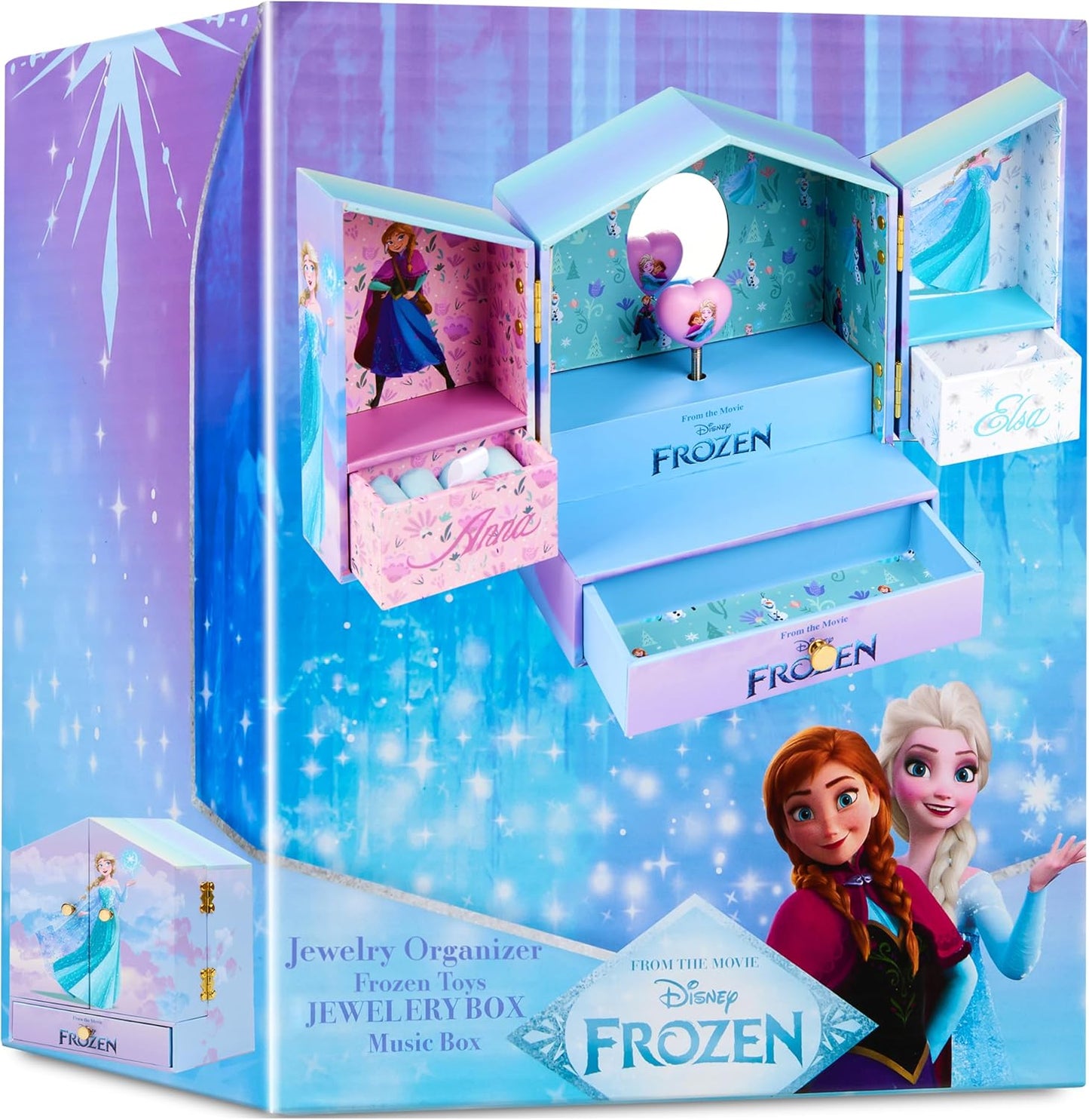 Schmuckkästchen mit Anna & Elsa-Motiv, Flieder Frozen 18.5x15x11cm