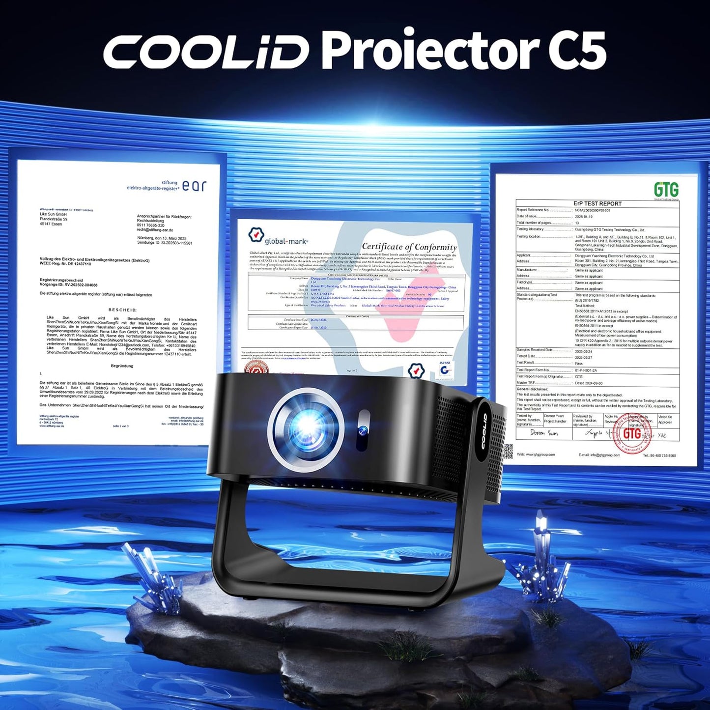 ‎C5 Projektor mit Auto Focus & Keystone, Black-C5