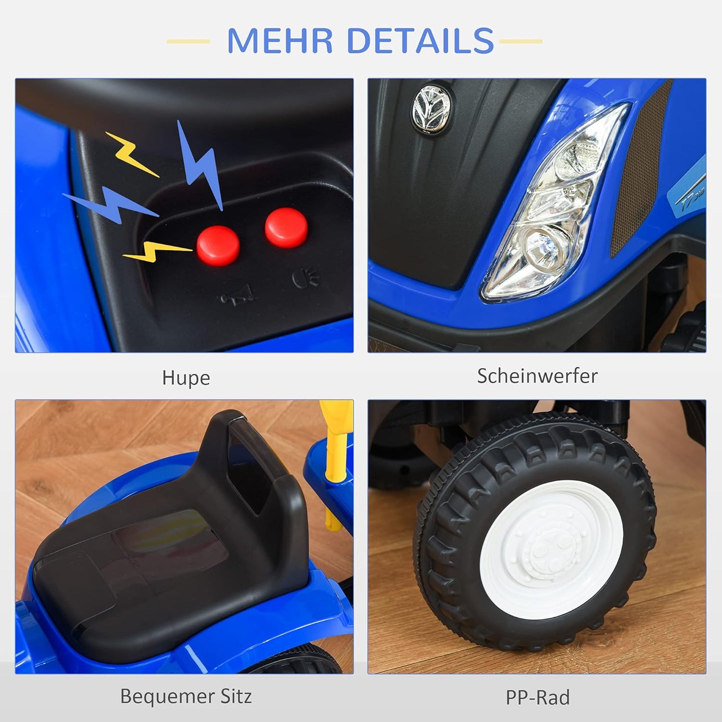 Rutschauto mit Anhänger und Zubehör, Blau