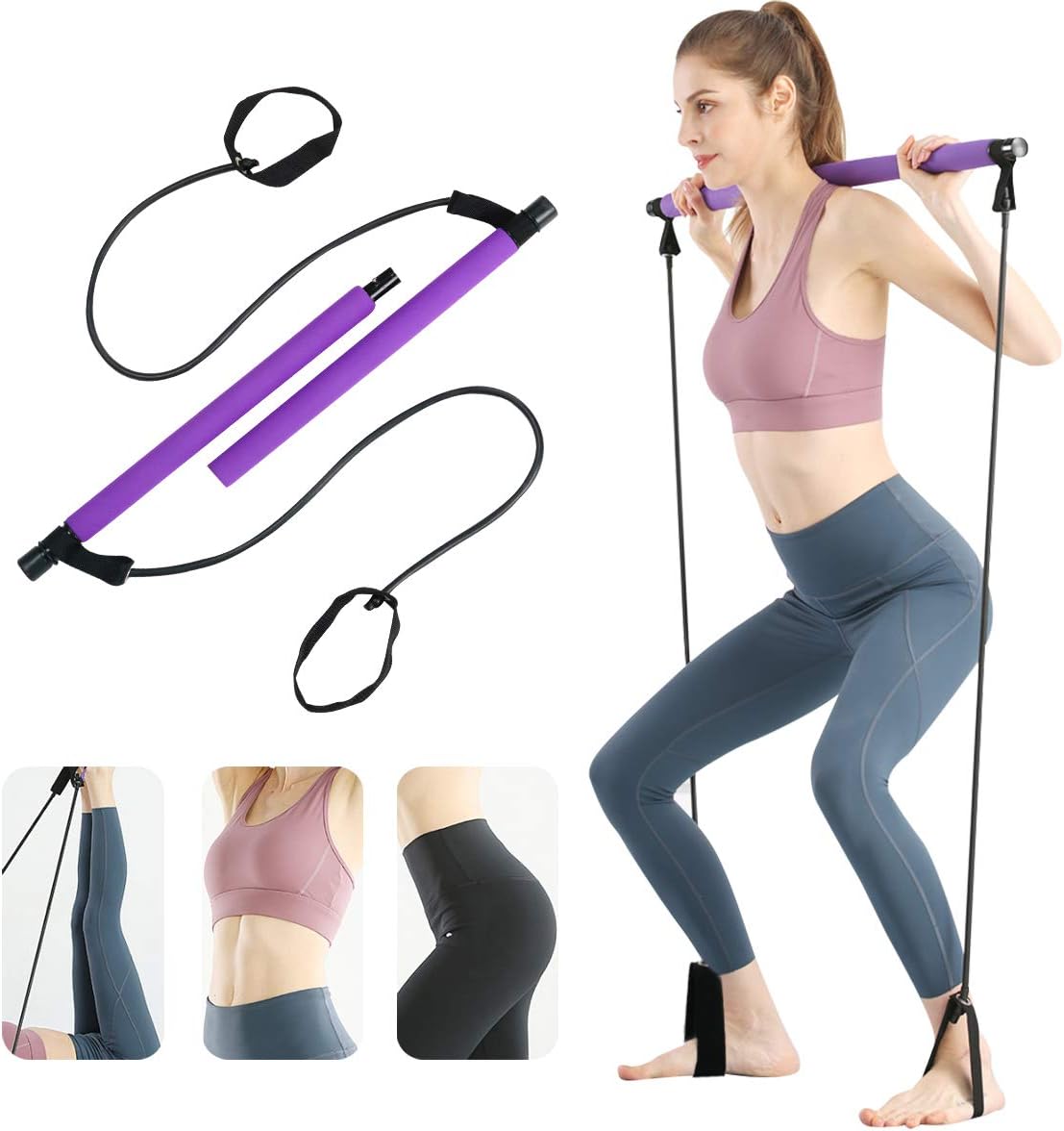 Pilates Bar Kit mit Widerstandsband für Ganzkörpertraining