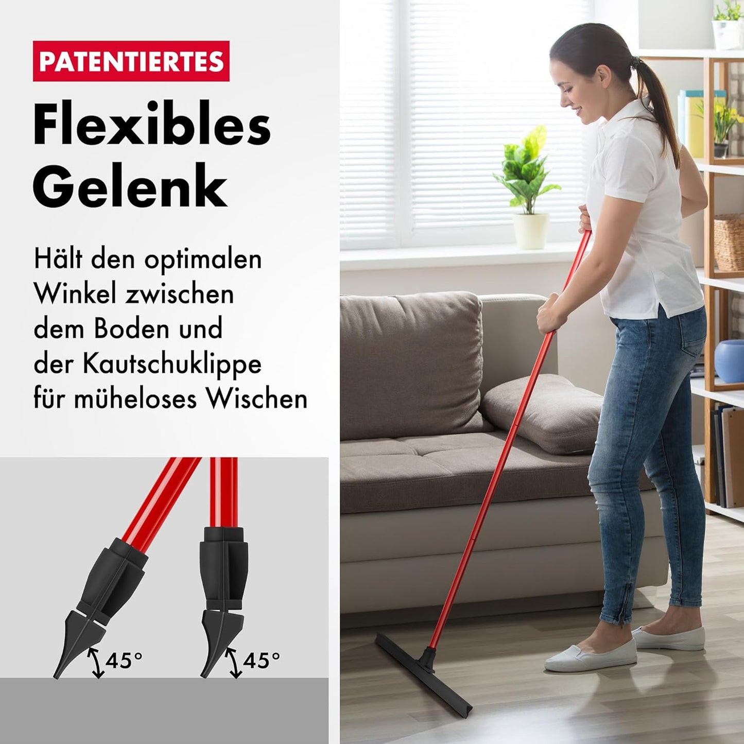 Wasserschieber Bodenabzieher mit 140cm Griff
