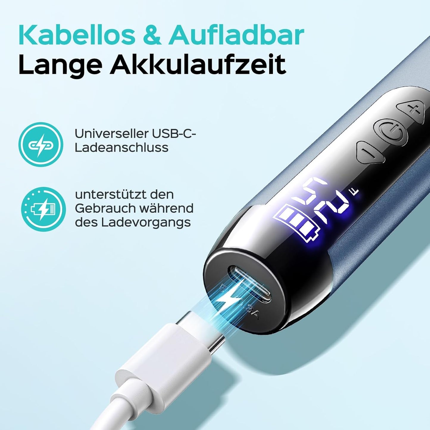 Nagelfräser C51 mit LED-Display, Blaugrau