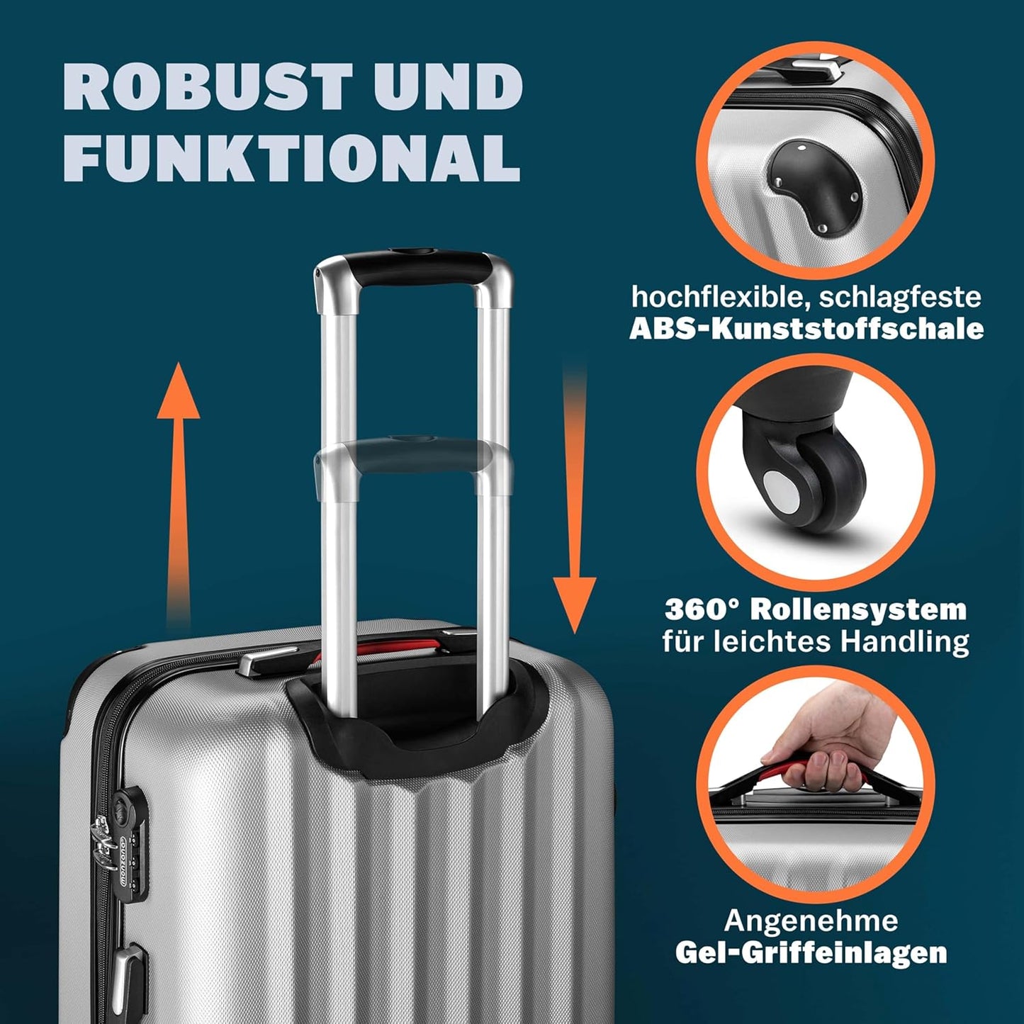 Hartschalen-Koffer, Silber M
