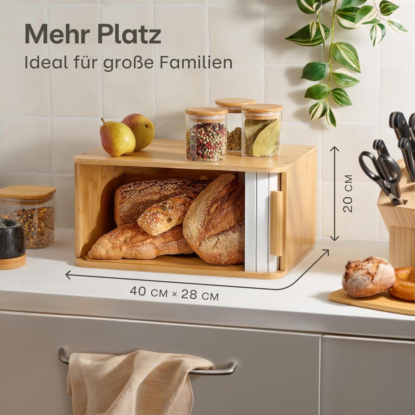 Brotkasten mit Schiebetür, Weiß