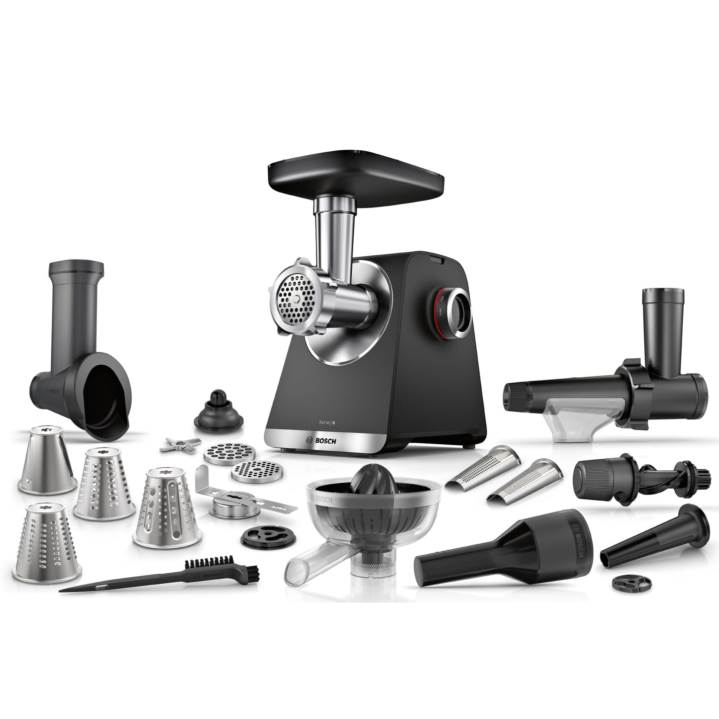 MultiPower Serie 6 Fleischwolf mit Zubehör-Set, Schwarz