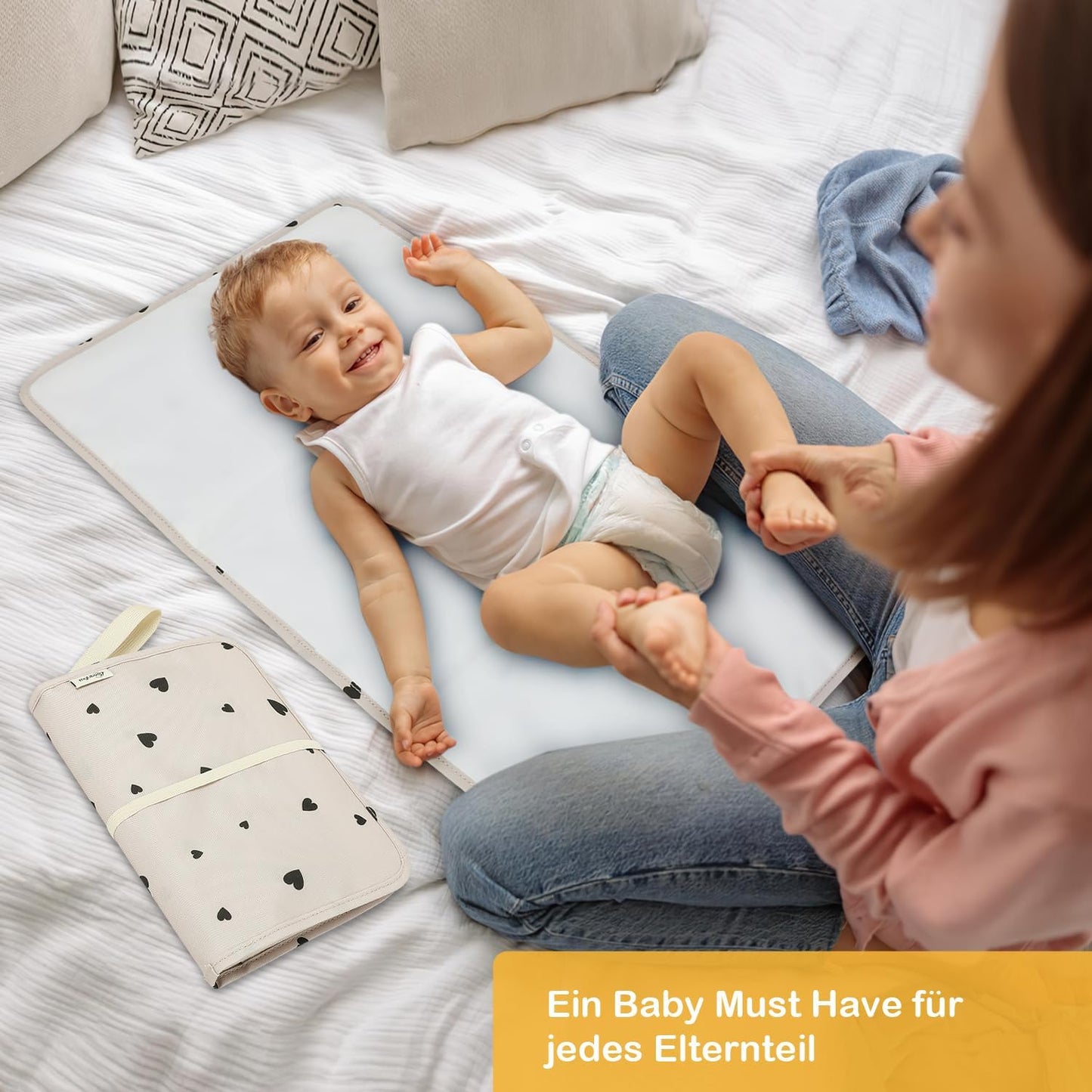 Baby Windeltasche mit Wickelunterlage, Beige