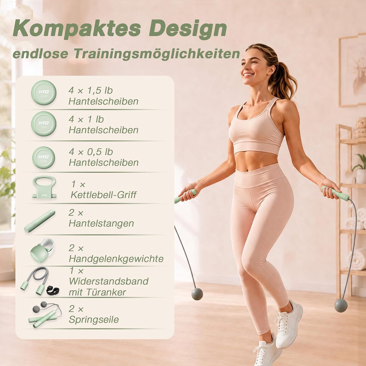 Fitnessgeräte-Set für Zuhause & Krafttraining, GrünA L