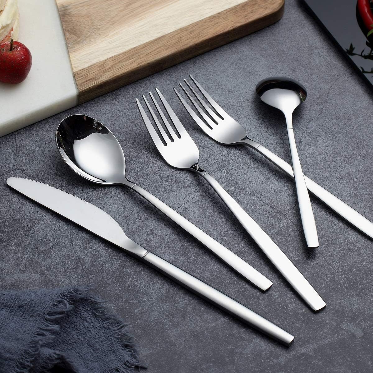 Edelstahl Besteckset für 6 Personen (30-teilig), 07. Silber