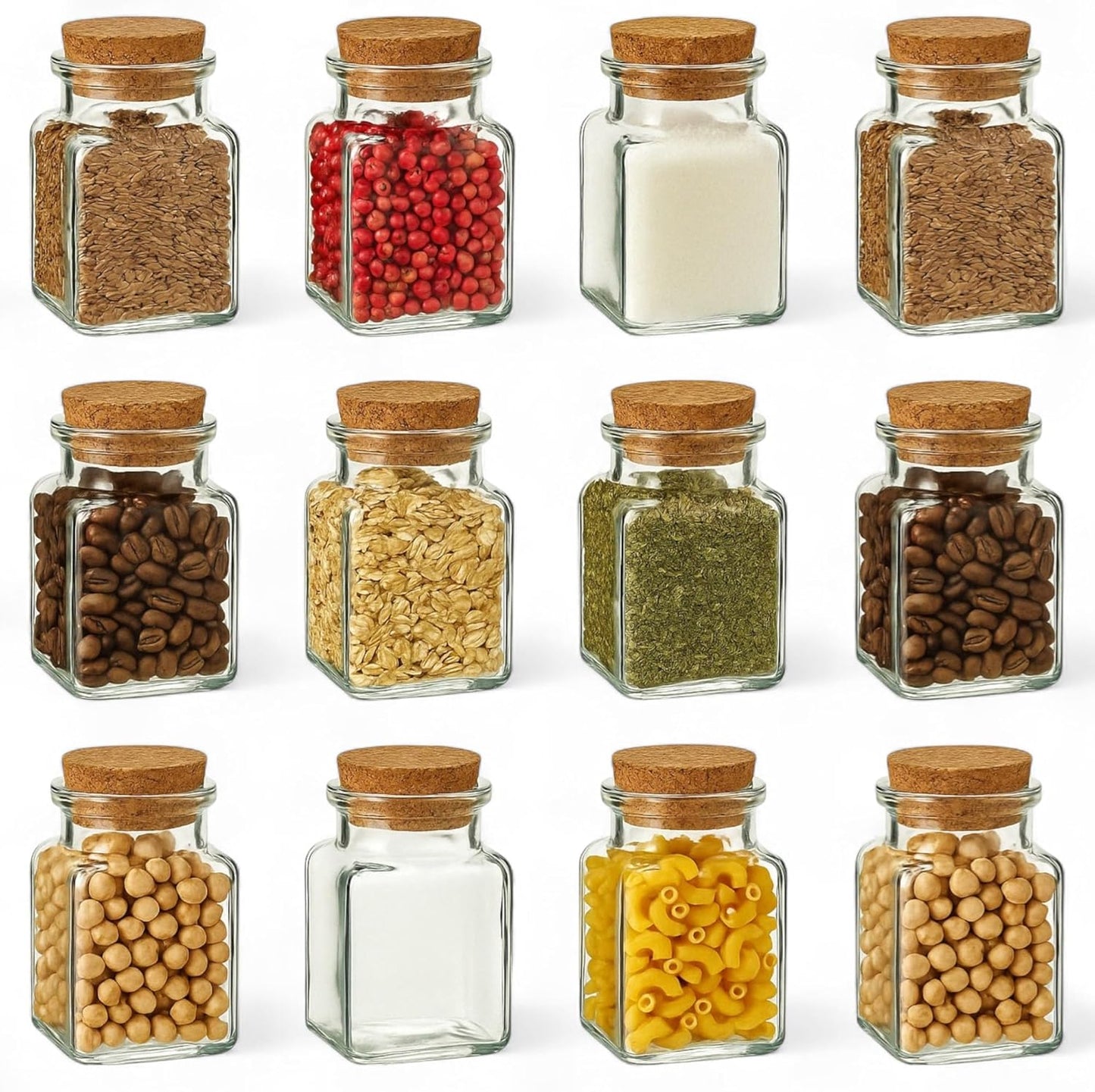 Gewürzgläser-Set, Presskorken/Braun 12 Stück