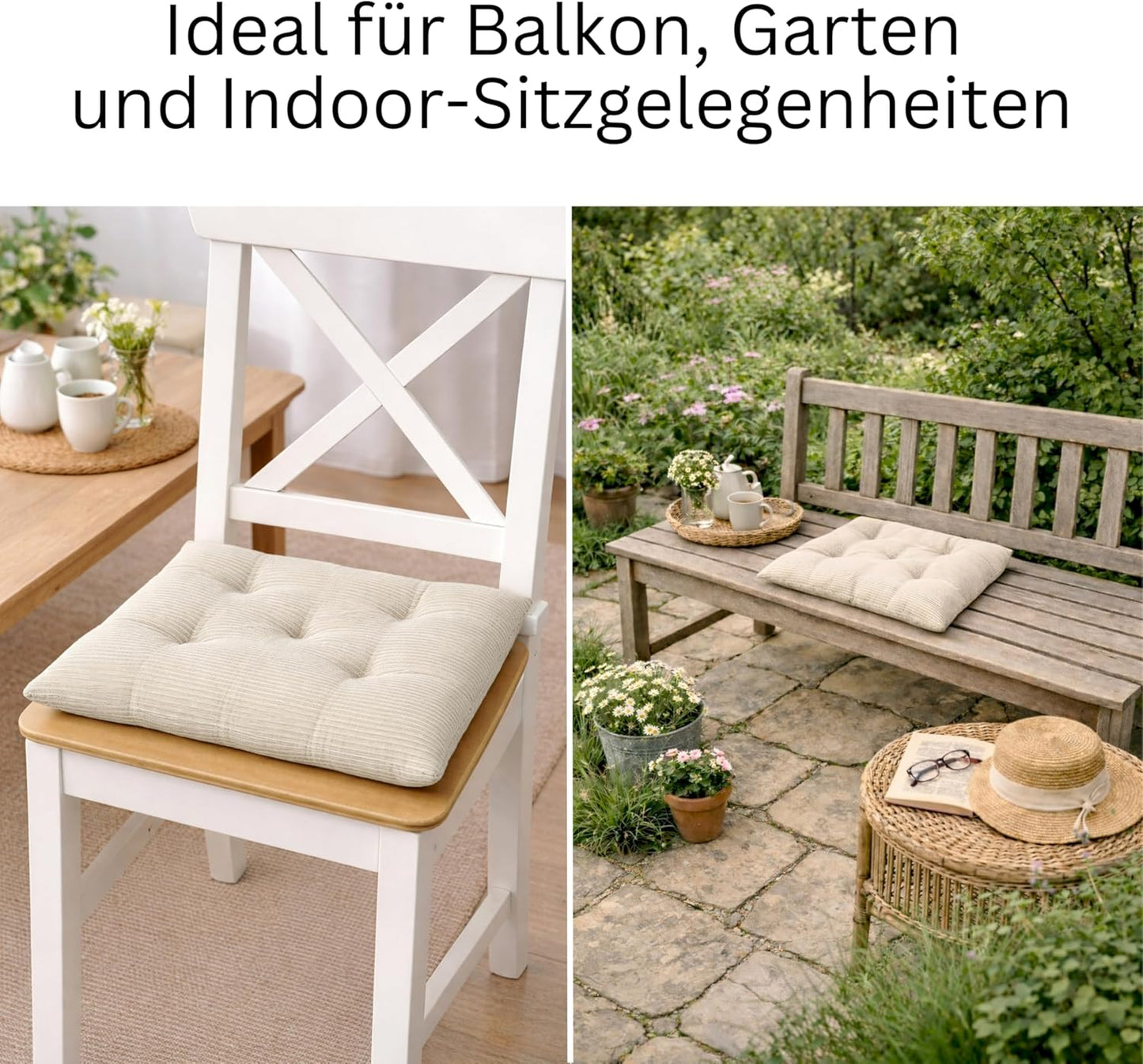 2er-Set Sitzkissen, Beige 40 x 40 cm (2er Pack)